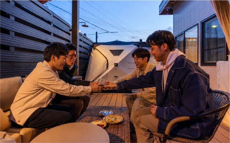 テラスで乾杯